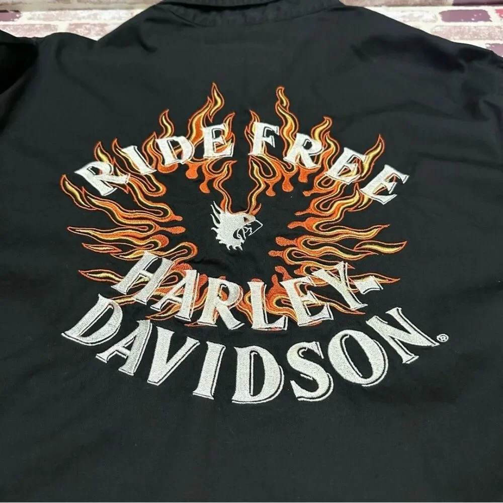 Harley-Davidson Black Lightweight Shirt Jacket with Iconic Eagle Design